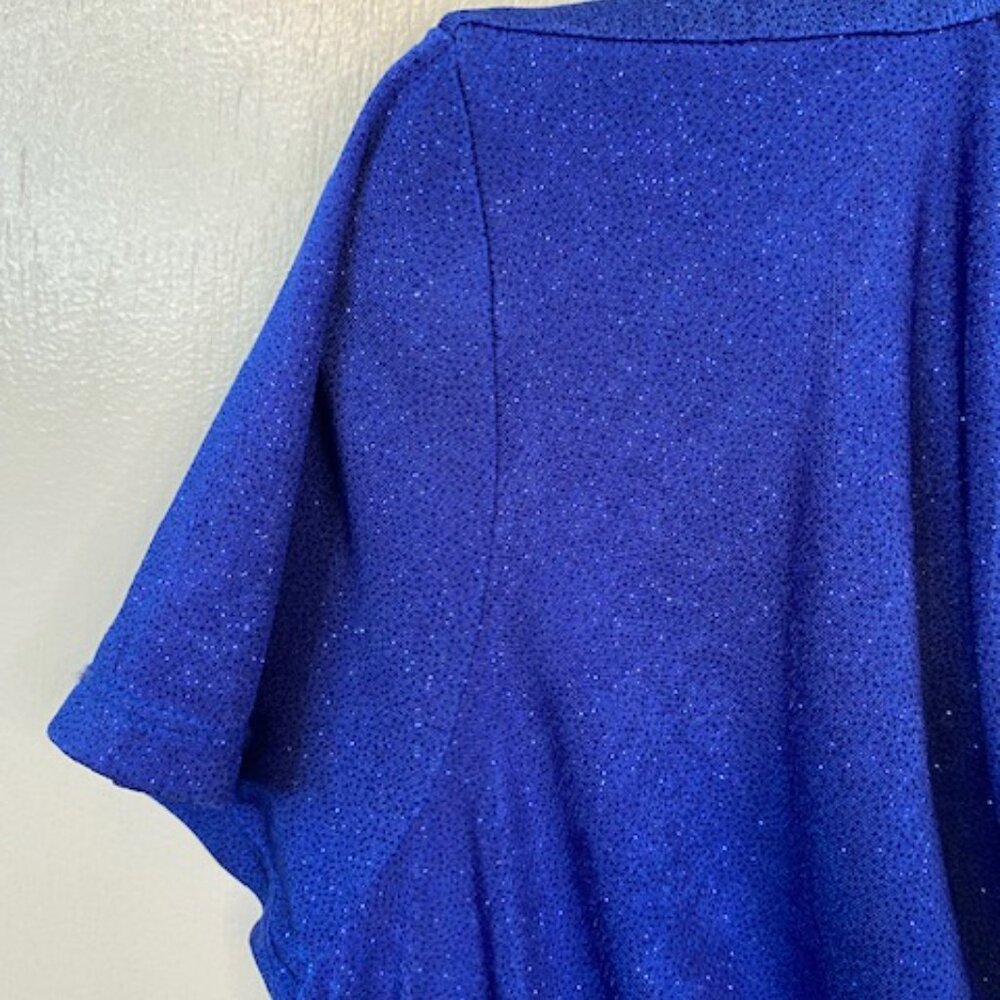 Jaclyn Smith Royal Blue Sheer skarkly Blouse - Picture 4 of 6